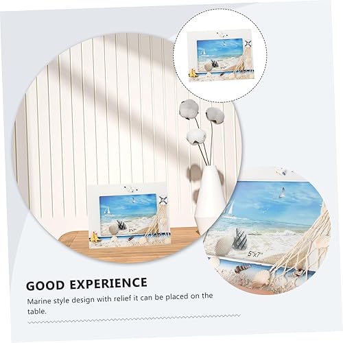 Miniatura 2 de Garneck 5 pcs photo frame wooden beach Ornament decoraciones para salas de casa nautical picture frames beach themed decoration Nautical Photo
