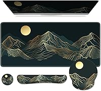 Vista 21 de iCasso - Alfombrilla de mouse, juego grande de alfombrillas de escritorio rosa, 4 en 1 XXL, alfombrilla de mouse + reposamuñecas para teclado +