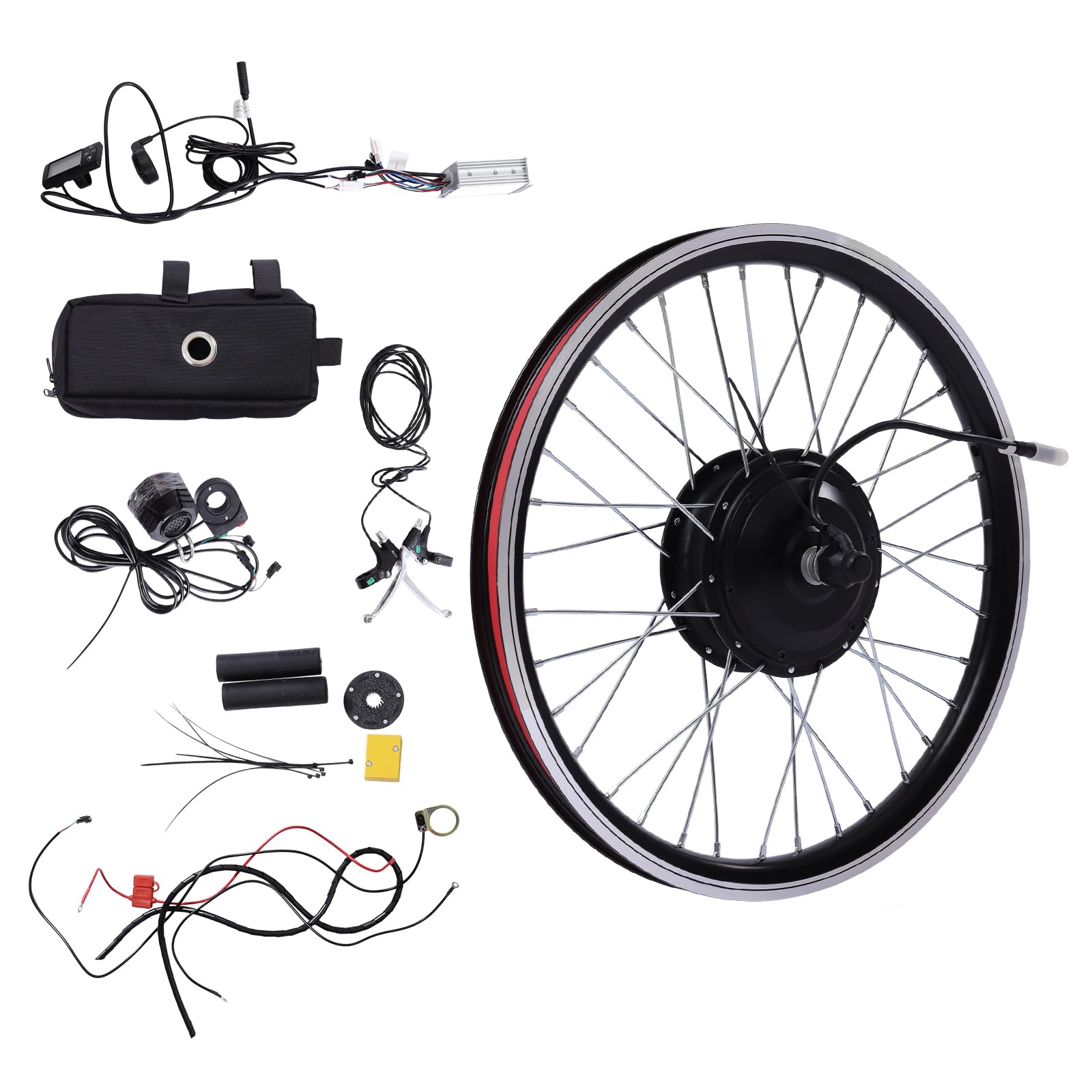 Zestaw do konwersji, zestaw do roweru elektrycznego z silnikiem w piaście 350 W (36 V), silnik rowerowy LCD o maksymalnej prędkości 28 km/h, pasuje do większości rowerów