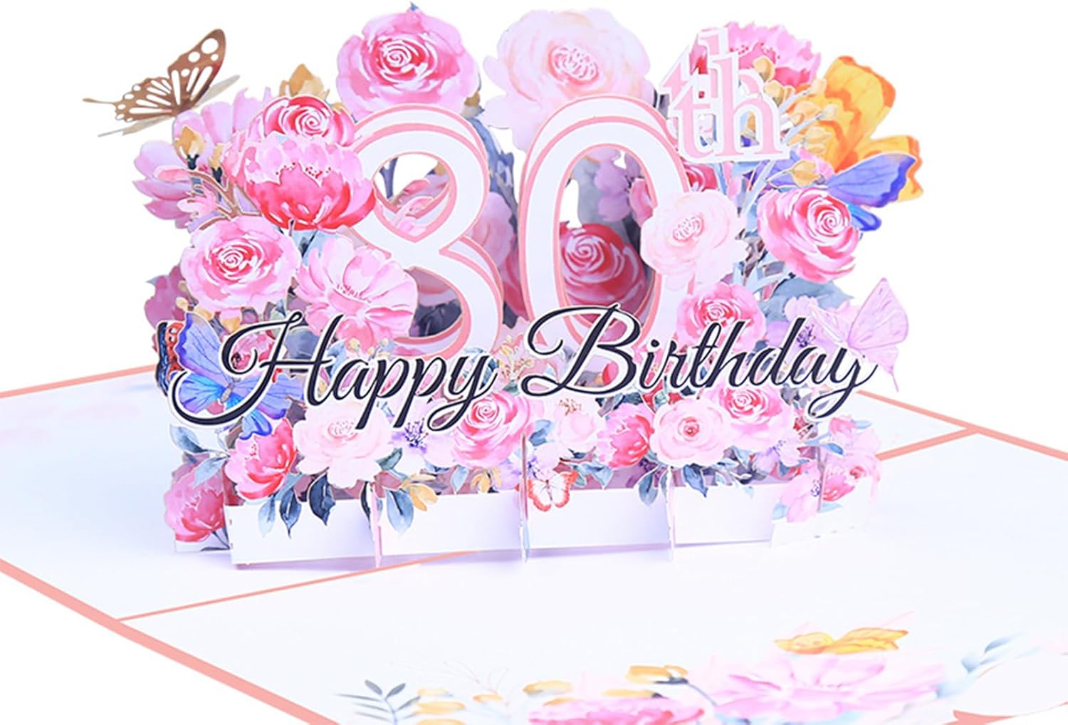 ENLACE Birthday Card 80, Card 80th Birthday Flower Pop Up Card, Birthday Greeting Card, Gifts