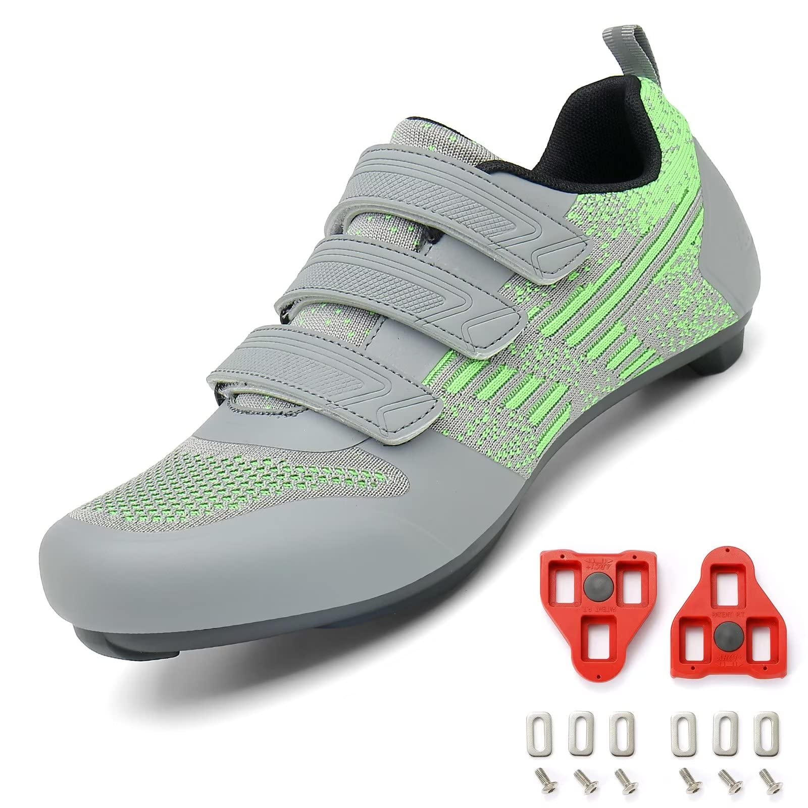 Męskie damskie buty rowerowe kompatybilne z Peloton Mountain Road Bike i SPD Look Delta Cleats idealne do butów do jazdy na rowerze z klipsem, do użytku wewnątrz i na zewnątrz, A szaro-zielony, 42/43 EU