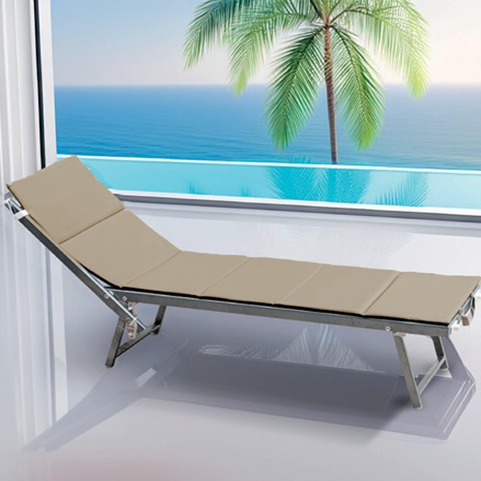 Home Tresor Cuscino Materassino per Sdraio Lettino Prendisole Spiaggia Giardino Imbottito Pieghevole da Esterno con 2 Maniglie Resistente alla SABBIA e all'Acqua IMPERMEABILE Antiumidità - Dove
