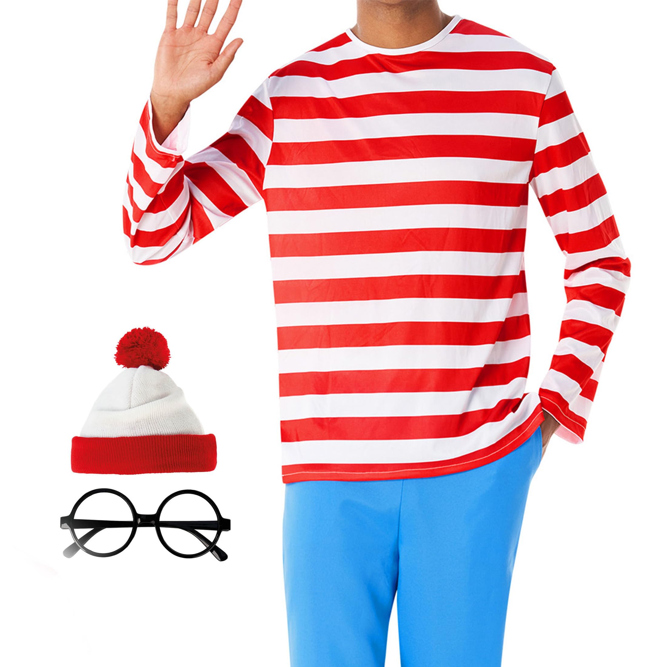 Morph Red and White Striped Costume, Striped Character Costumes, Stripe Shirt Costume, World Book Day Costumes for Adults