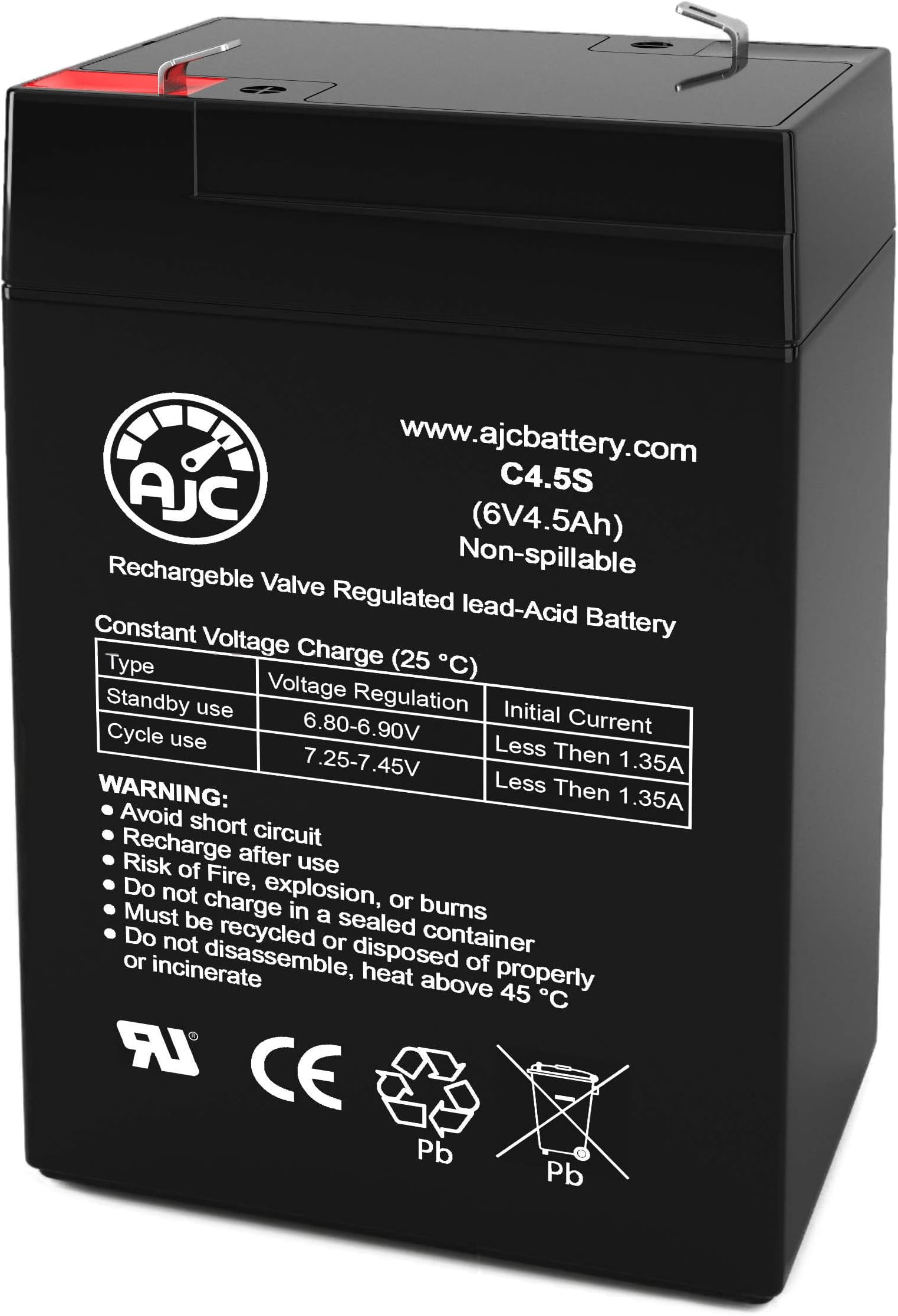 Battery Compatible with HKbil 3FM4.5 6V 4.5Ah Sealed Lead Acid Battery