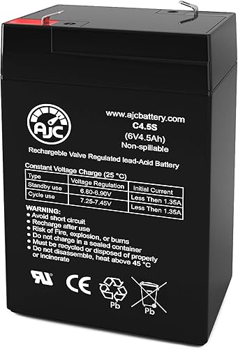 Lil Rider - Batería de juguete para motocicleta de 2 ruedas W410061 W410062 W4100 6V 4.5Ah - Este es un reemplazo de la marca AJC