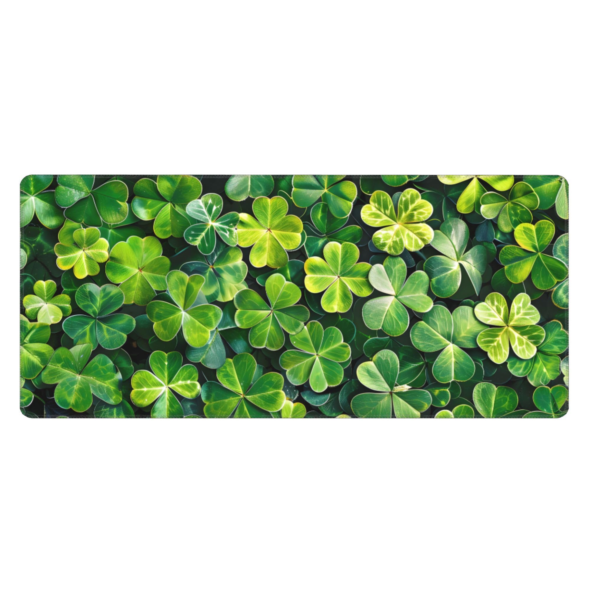 Patricks Shamrock Extended Gaming Mouse Pad, with Stitched Edges Large Mouse Pad Desk Protector, Rubber Base Mousepad Keyboard Mouses Mat for Work Game Office Home- 32" X 12" Inch,E23