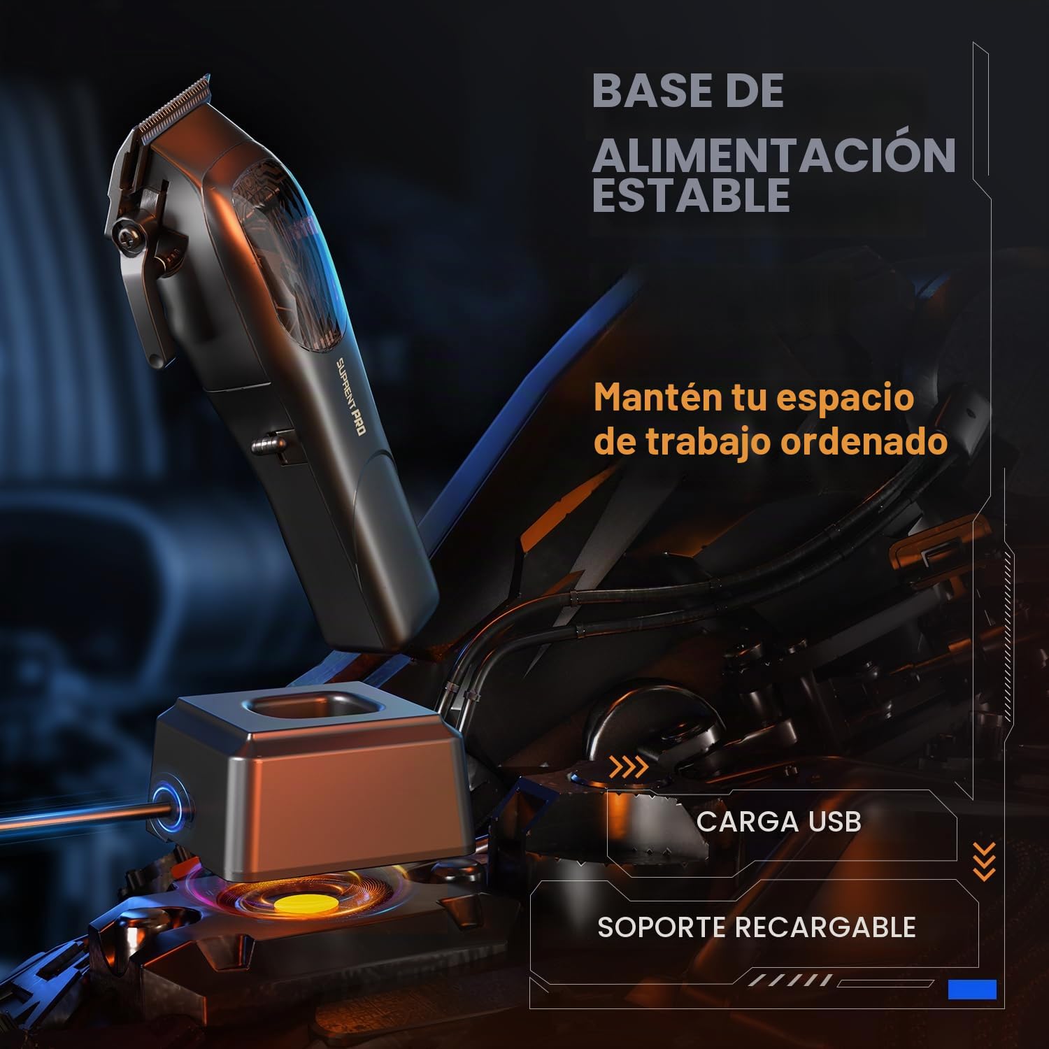 SUPRENT Maquina de Cortar Pelo Hombre, Cortapelos Hombre Profesional Inalámbrico Cortadora de Pelo con Palanca Taper Ajustabl y Cuchilla de Cerámica, Recargable, Pantalla LED (Negro)