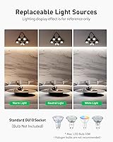 Vista 5 de Bojim 6 Light Black Track Lighting Kit, Modern LED Track Lighting Fixtures Ceiling, Flexibly Rotatable LED Light Head with Acrylic Ring, Kitchen