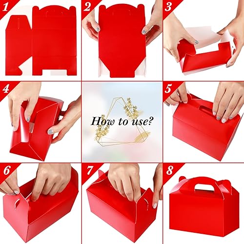 Miniatura 4 de 36 cajas de regalo de fiesta, cajas de regalo de papel a dos aguas con asas para cumpleaños, boda, ducha, suministros de fiesta de Navidad, 6 x 3.5