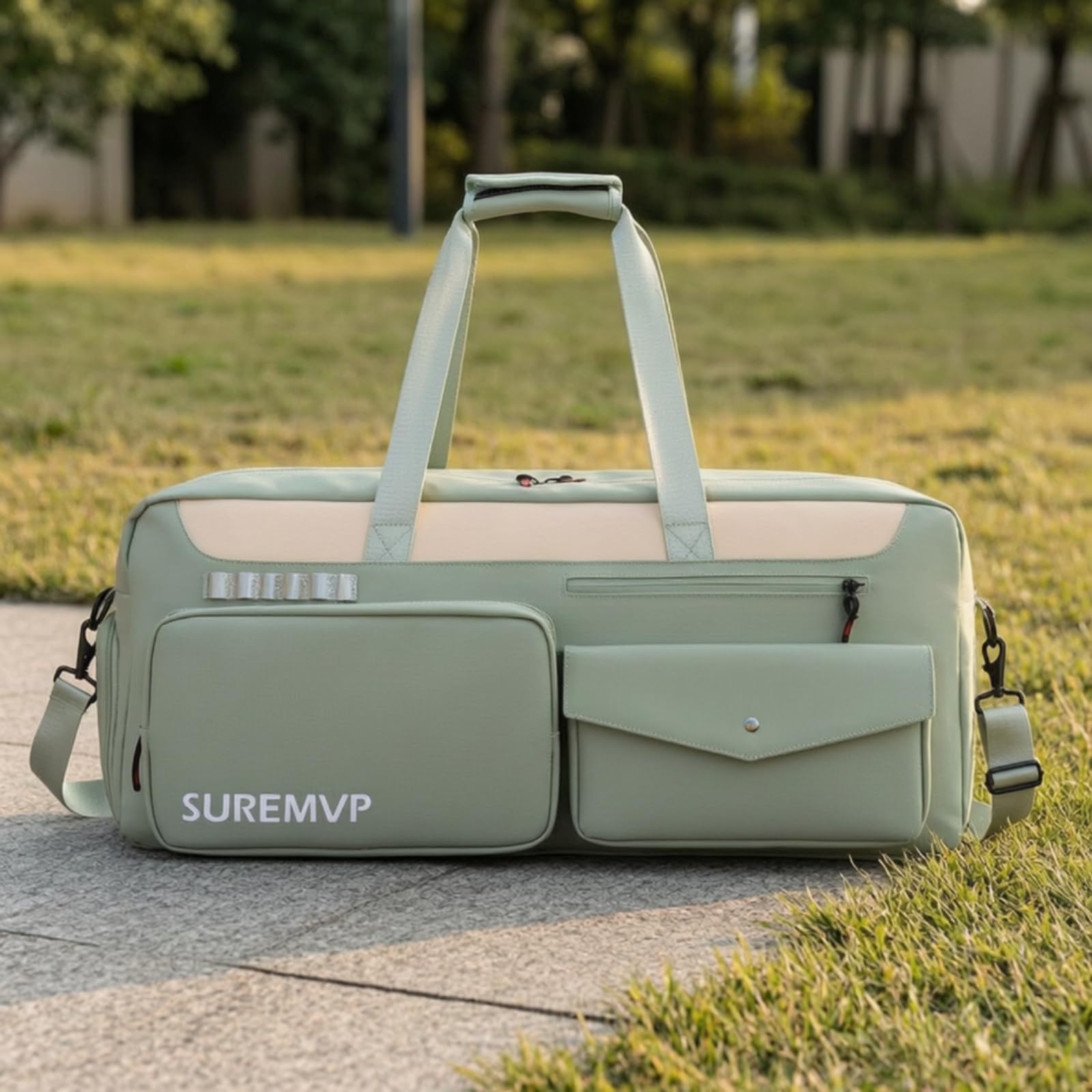 Borsa Porta Racchette Capiente Borsa da Tennis con Scomparto Termico Imbottito Borsone con Scomparto Scarpe per Allenamento, Palestra, Array, D-05 Grigio Borsa Per Racchette