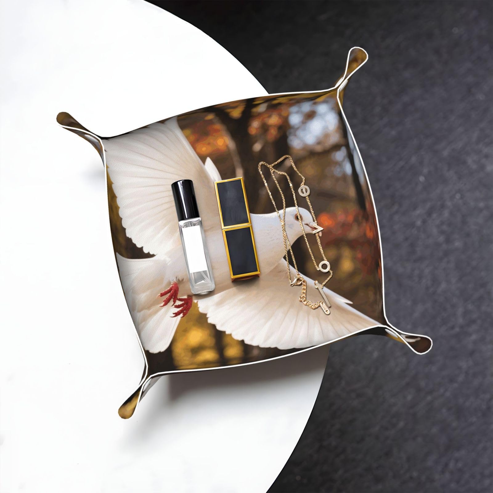 Animal Valet Tray Organizer Pu Leather Travel Catchall Tray Organizer Portable Jewelry Tray Storage Keys Tray for Entryway Table Coins Watches Candy