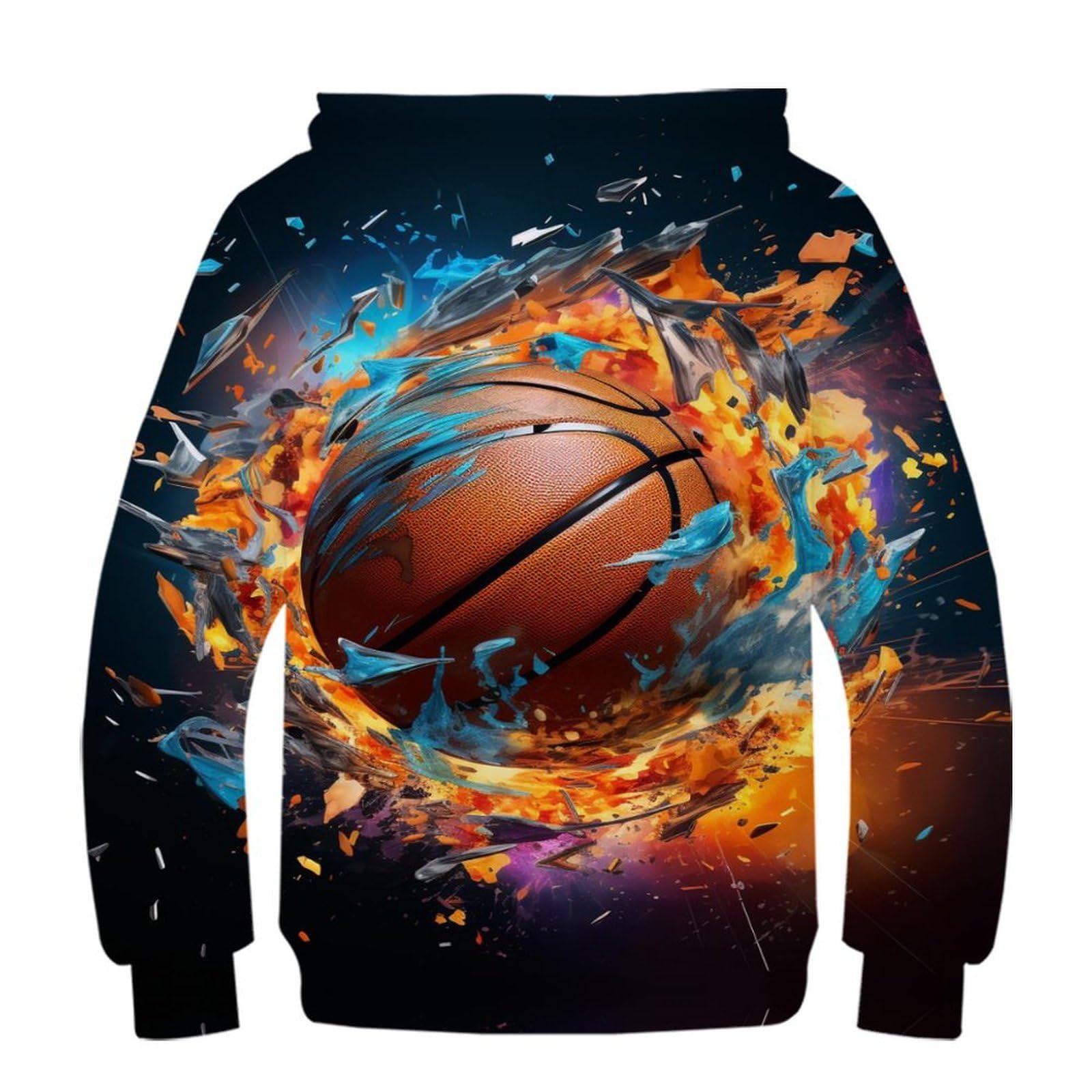 Baloncesto Sudaderas con Capucha para Niño Y Niña 3D Hoodie Impresión Sueltos Jerséis Sudadera Ligera Sudadera con Cordón Y Bolsillos 6-15 Años
