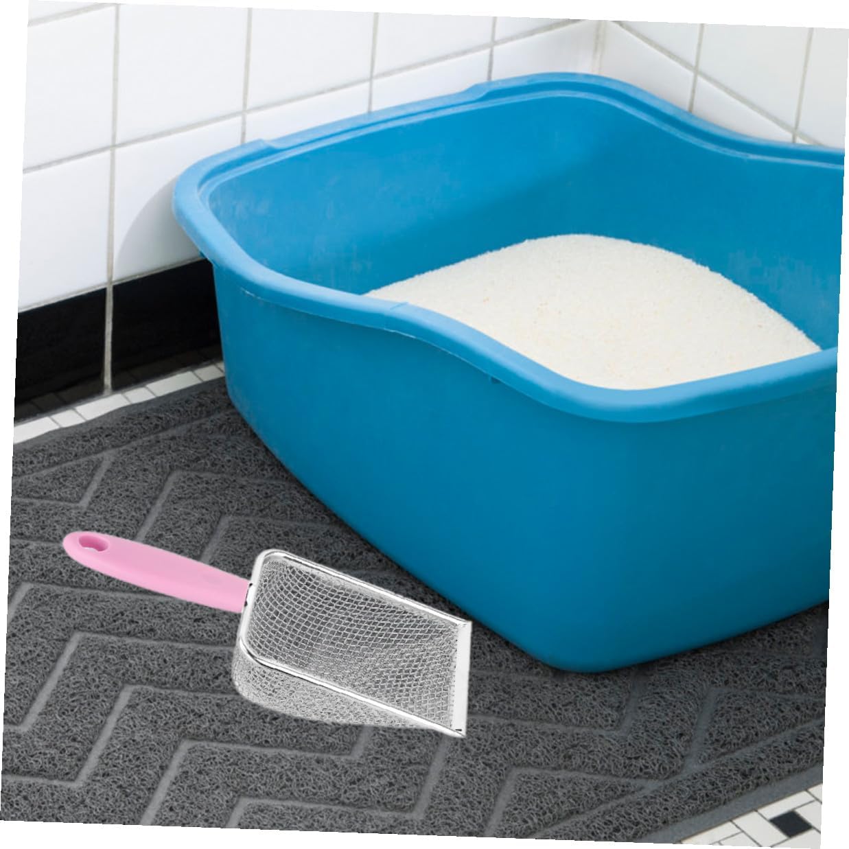 2pcs Stainless Steel Cat Litter Scoop Deep Shovel Sifting Mesh Litter Tray Scoop for Cats and Dogs Portable Pet Poop Scooper Cleaning