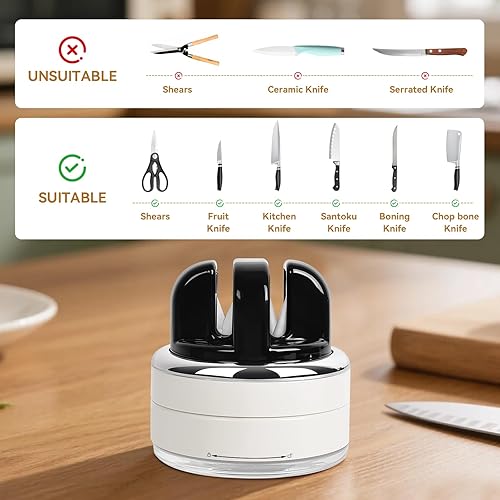 Miniatura 7 de Afilador de cuchillos manos libres con base de succión Cuchillos de bolsillo multiángulo afilador y afilador de cuchillos de cocina con base de