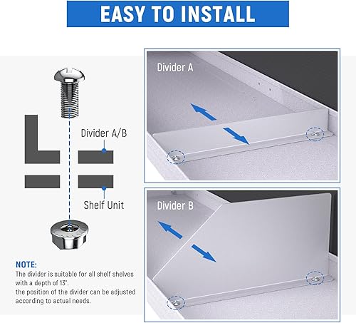Miniatura 4 de AA Products P-SH-Divisor-B - Divisor de estante de 5.9 pulgadas, versión aumentada, accesorios diseñados para estanterías de 13 pulgadas de