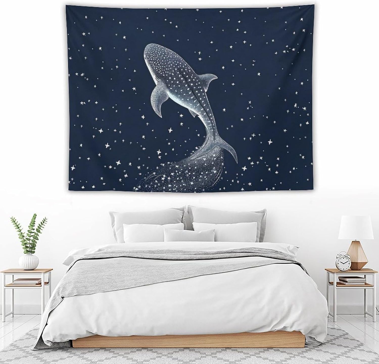 Whale Shark Tapestry Wall Hanging Trippy Tapestries Aesthetic Art Print Mural Blanket for Living Room,Bedroom,Home Decor Funny Tapestry-60"x80"