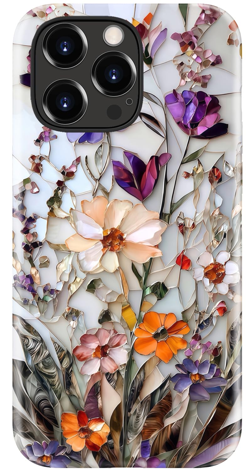 Goodon for iPhone 17 Pro Max Case Cute, Preppy Floral Design,Slim Silicone Protective Hard Cover, Wireless Charging Compatible Aesthetic Glossy Y2K Phone Cases for Women Girls, Marbled Floral Veins — view 31