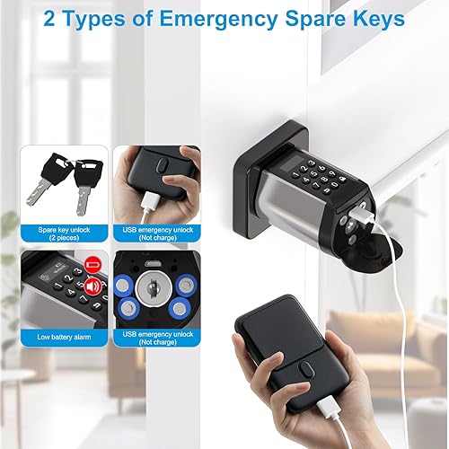 Miniatura 5 de WELOCK - Cerradura inteligente WiFi, perilla de entrada sin llave 5 en 1 con bloqueo automático, control de aplicación Bluetooth, contraseña, 2