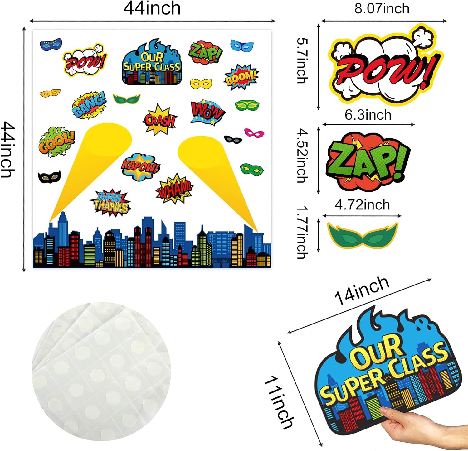Super Theme Hero Classroom Bulletin Board Decorations Super Theme Hero Cityscape Sayings School Boards Cutouts Heroes Cutouts Classroom Holiday Bulletin Board Decor image 2
