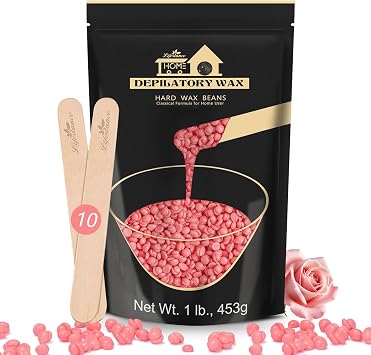 Lifestance Waxing Beads, 450g Rose Hard Wax Beads, Brazilian Bikini Wax with 10 Applicators, Stripless Wax Beads for Face, Upper Lip, Legs, Eye Brow for Fine Hair Removal.