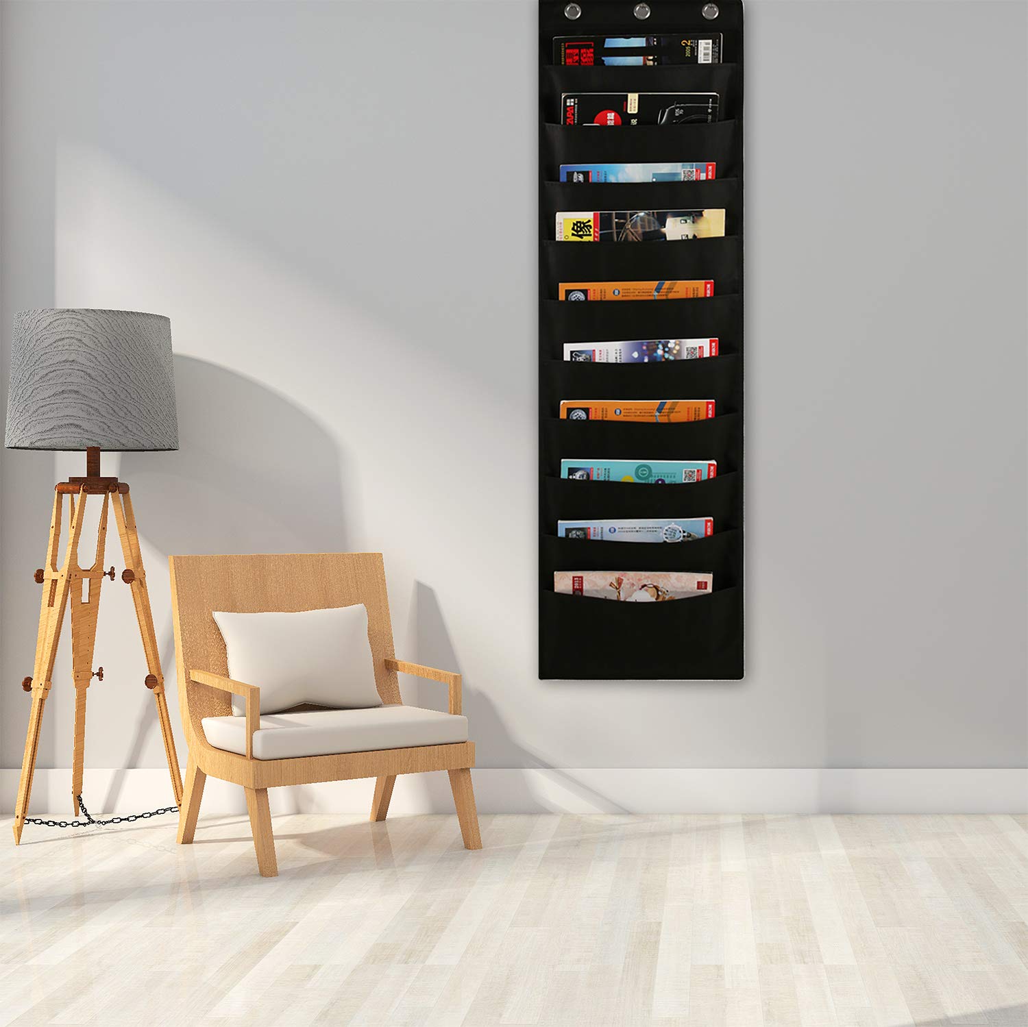 Cuadro de bolsillo, portarevistas para documentos de pared, almacenamiento de revista de tela Oxford, soporte de escritorio para oficina, escuela o hogar, 20 bolsillos