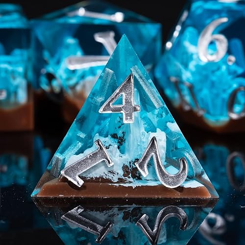 Miniatura 1 de Juego de dados poliédricos de 7 piezas con borde afilado de montaña, juego de dados DND para juegos de rol de Calabozos y Dragones