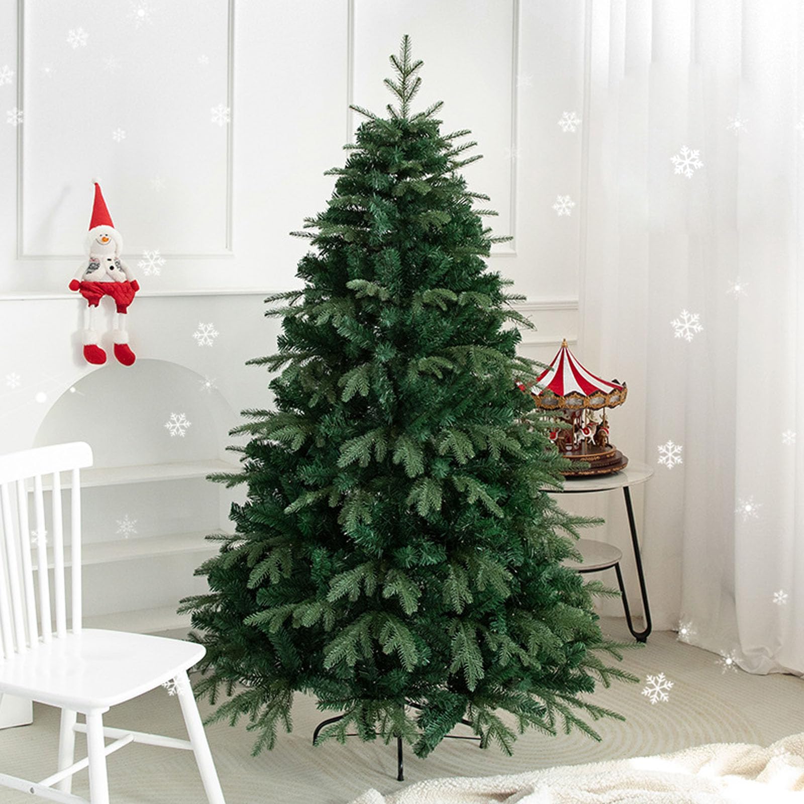 Árbol de Navidad artificial de abeto de 6 pies sin caída de hojas con base estable 8