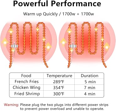 Electric Deep Fryer 17.2L/18.2QT Stainless Steel Dual Tank Commercial Fryer with Basket, 3400W 110V Countertop Deep Fryer for Home Kitchen and Restaurant Use with Oil Thermometer & Temperature Control