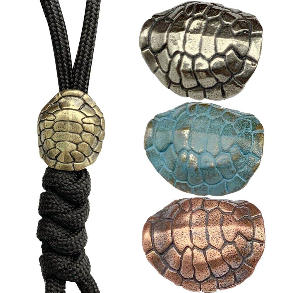 Porte-clés paracorde en cuivre avec perles baril tortue pour couteau EDC - 4 pièces
