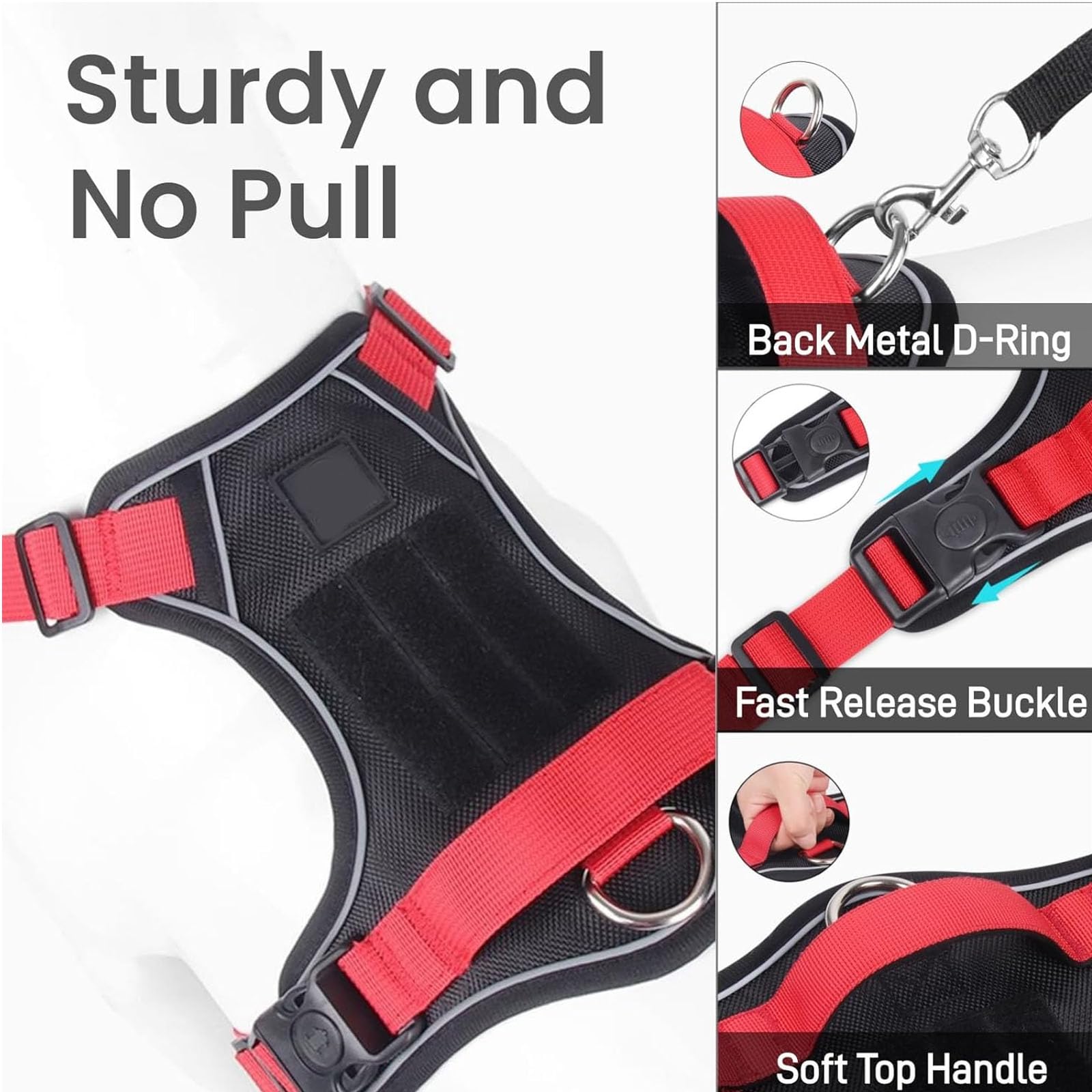 Arnés para Perros Pequeños, Medianos Y Grandes, Antitirones, con Tiras Reflectantes Y Asa De Control, Ajustable Y Cómodo para Pasear Y Entrenar,Púrpura,XL