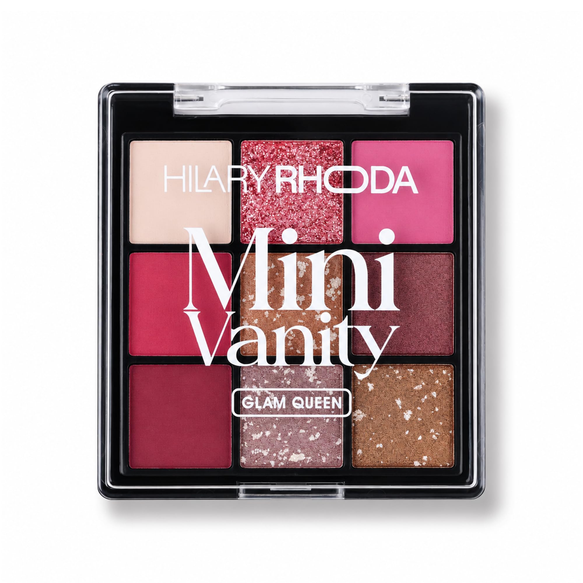 Hilary Rhoda Mini Vanity Makeup Kit | All-In-One Makeup Palette | 9 Eyeshadows, 2 Blushes, 2 Highlighter & Compact | Highly Pigmented Matte + Shimmer Finish | Makeup Kit for Women's | Travel Friendly -28g (Glam Queen - Shade 01)-image-6