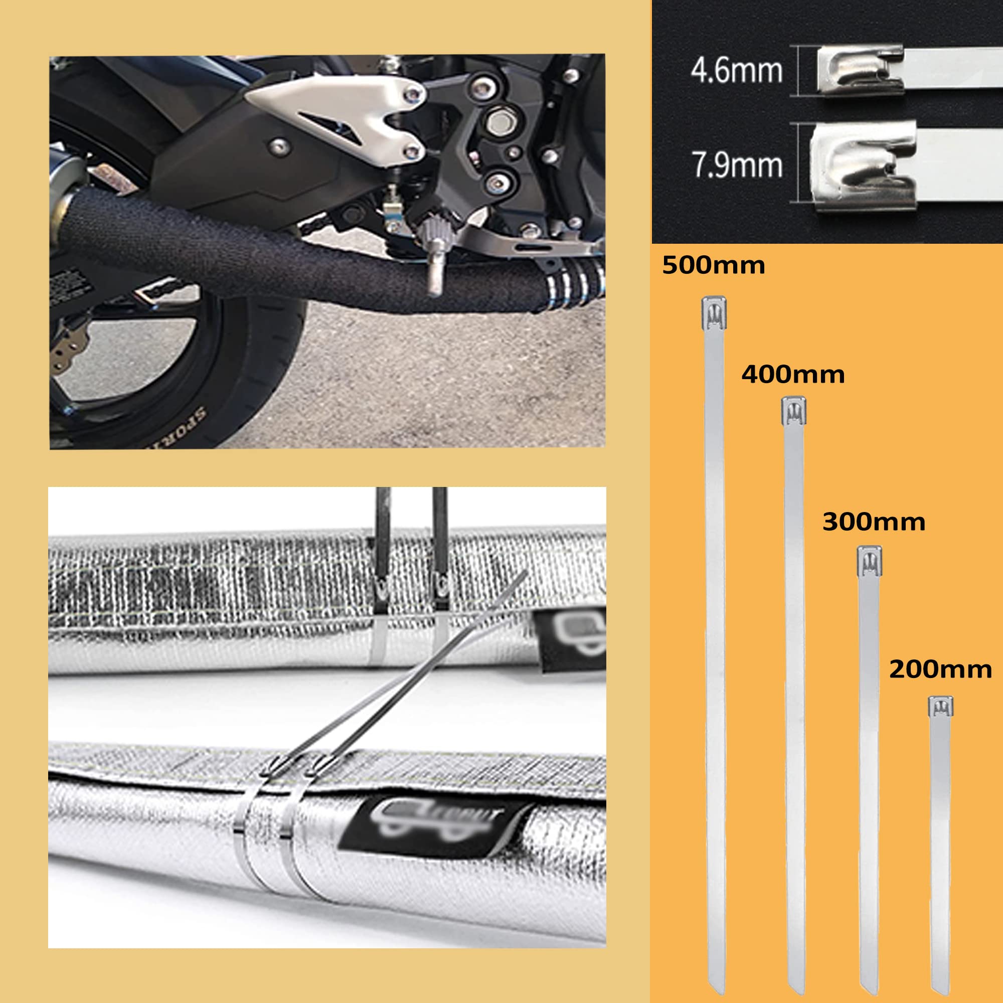Bridas Metálicas De Acero Inoxidable 30 Piezas 500×7.9mm，Bridas Para Cables，Tuberías，Cercas,Multiusos Con Sistema Antideslizante Deecam Bridas Acero Inoxidable 304