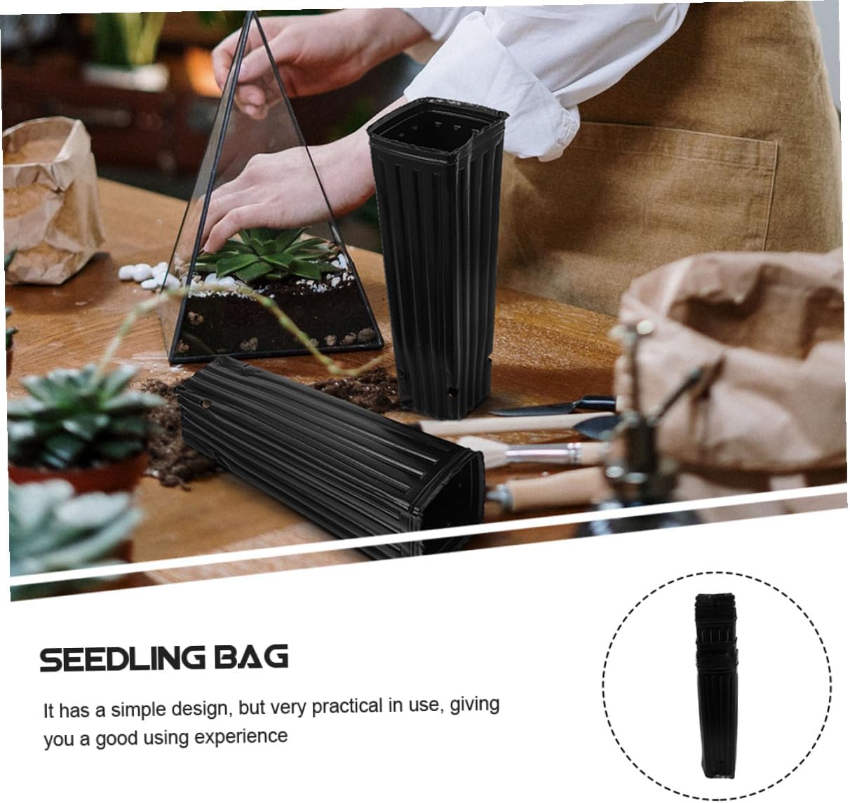 POPETPOP 50pcs Thickened Black Plastic Plant Nursery Bags 9x29cm, Elongated Seedling Grow Bags for Citrus and Vegetable Gardening, Sturdy Aeration Pots for Outdoor Planting