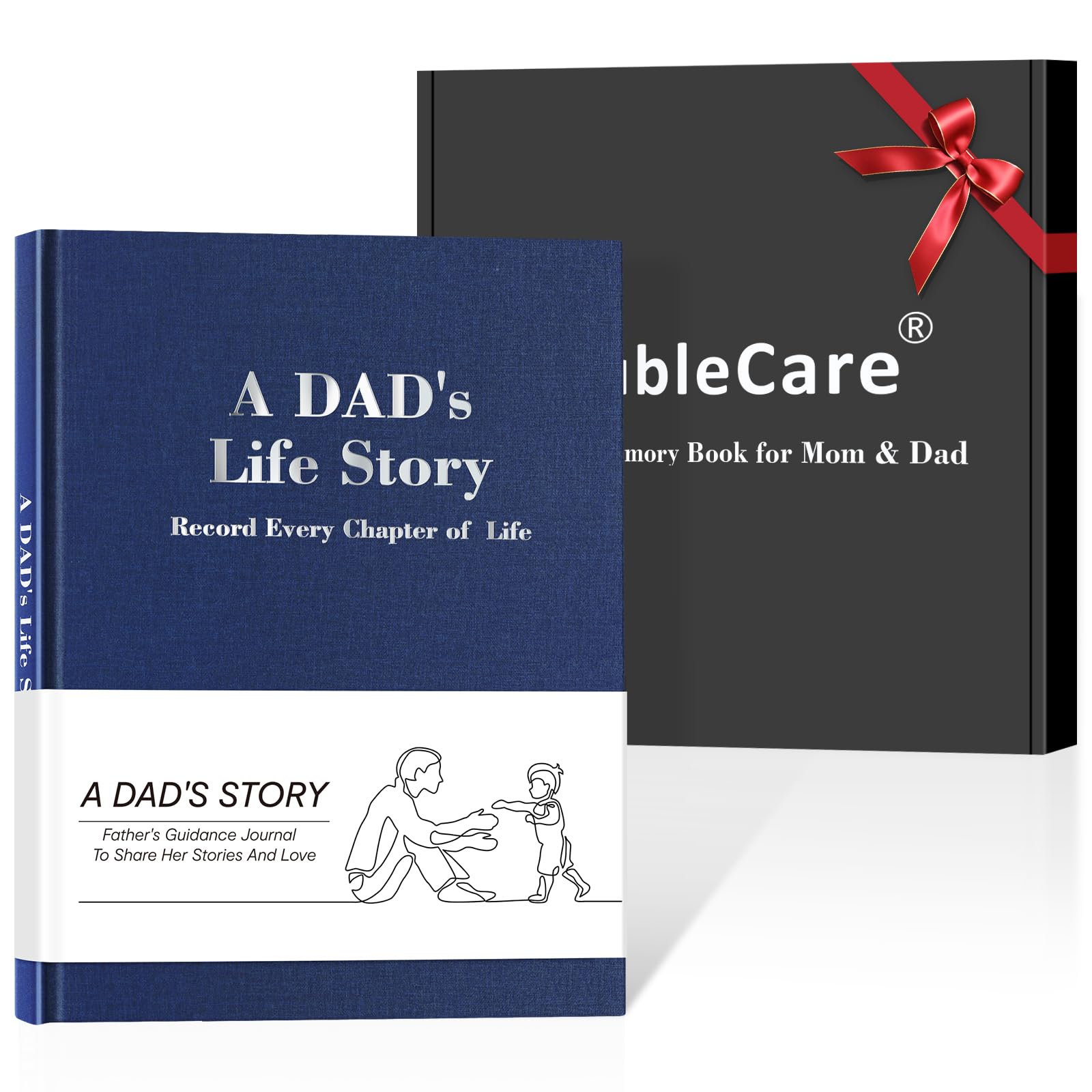 Juego de diario azul para padre DoubleCare Dad libro guiado de recuerdos 8