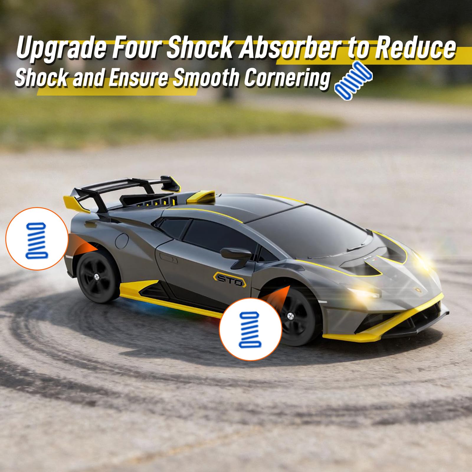 YONCHER Macchina Telecomandata, RC Drift Car per Bambini, Lamborghini con licenza ufficiale, 1:24 20KM/H 4WD Macchine Telecomandate, Radiocomandata Auto per Adulta