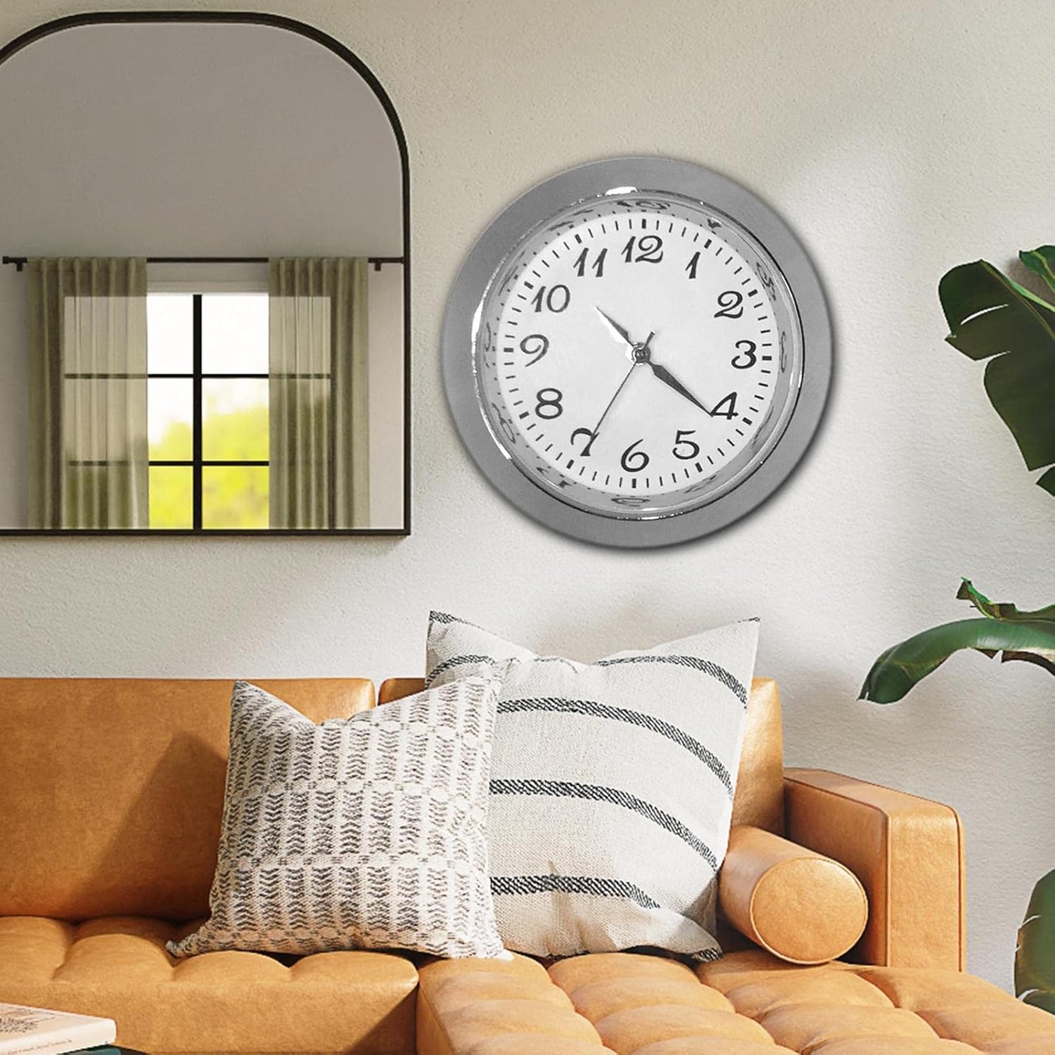 Round Clock Insert Clock Face with Arabic Numerals Fit Diameter 1-3/8 Inch (35 Mm) Hole for Office Clock Repair DIY, Argent