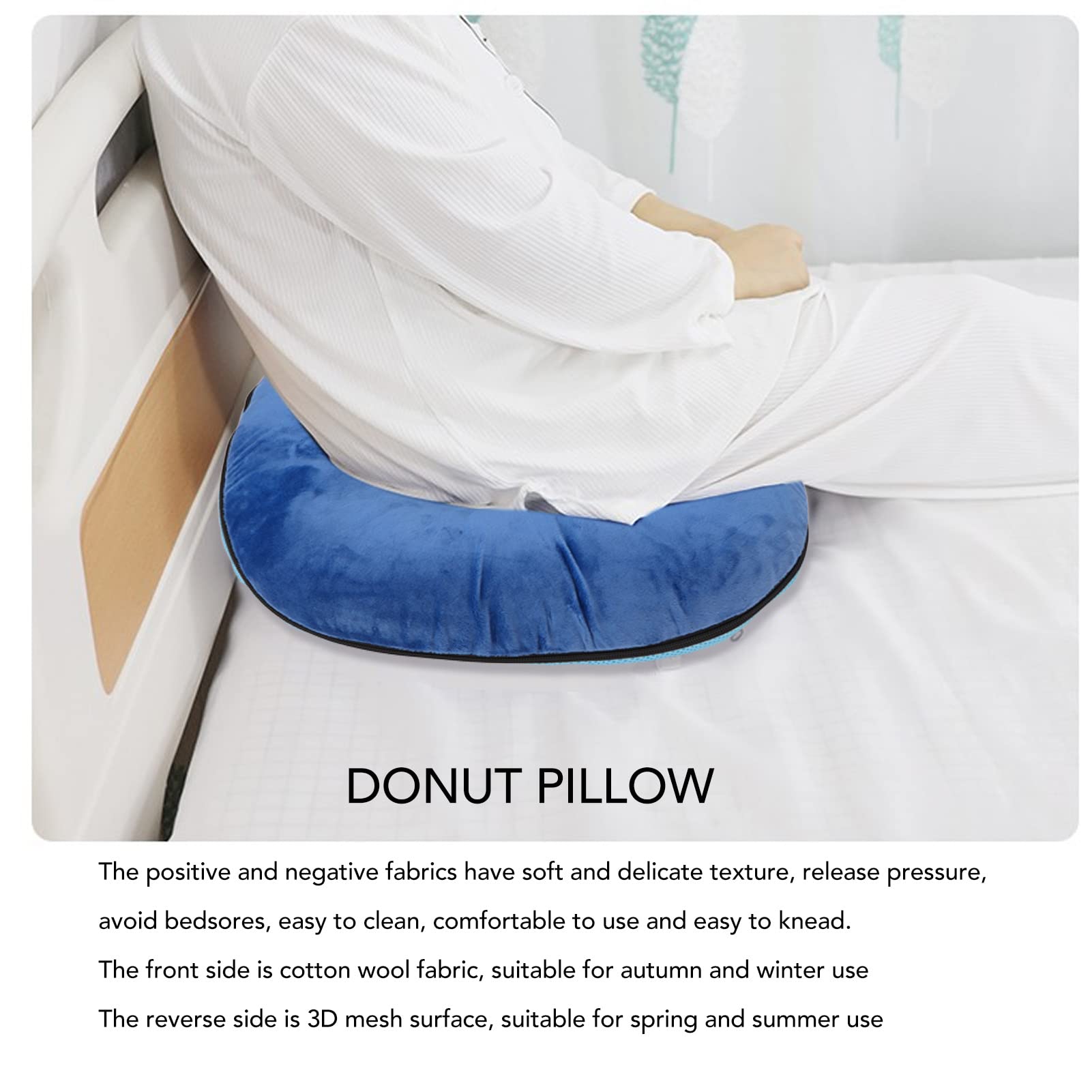 Donut -Kissen, Donut Kissen Dunkelblau Weich Atmungsbezogener Bett Wehte für die Abnehmbare Hochelastizität wasserdichte Innenhülle Bett Wundkissen