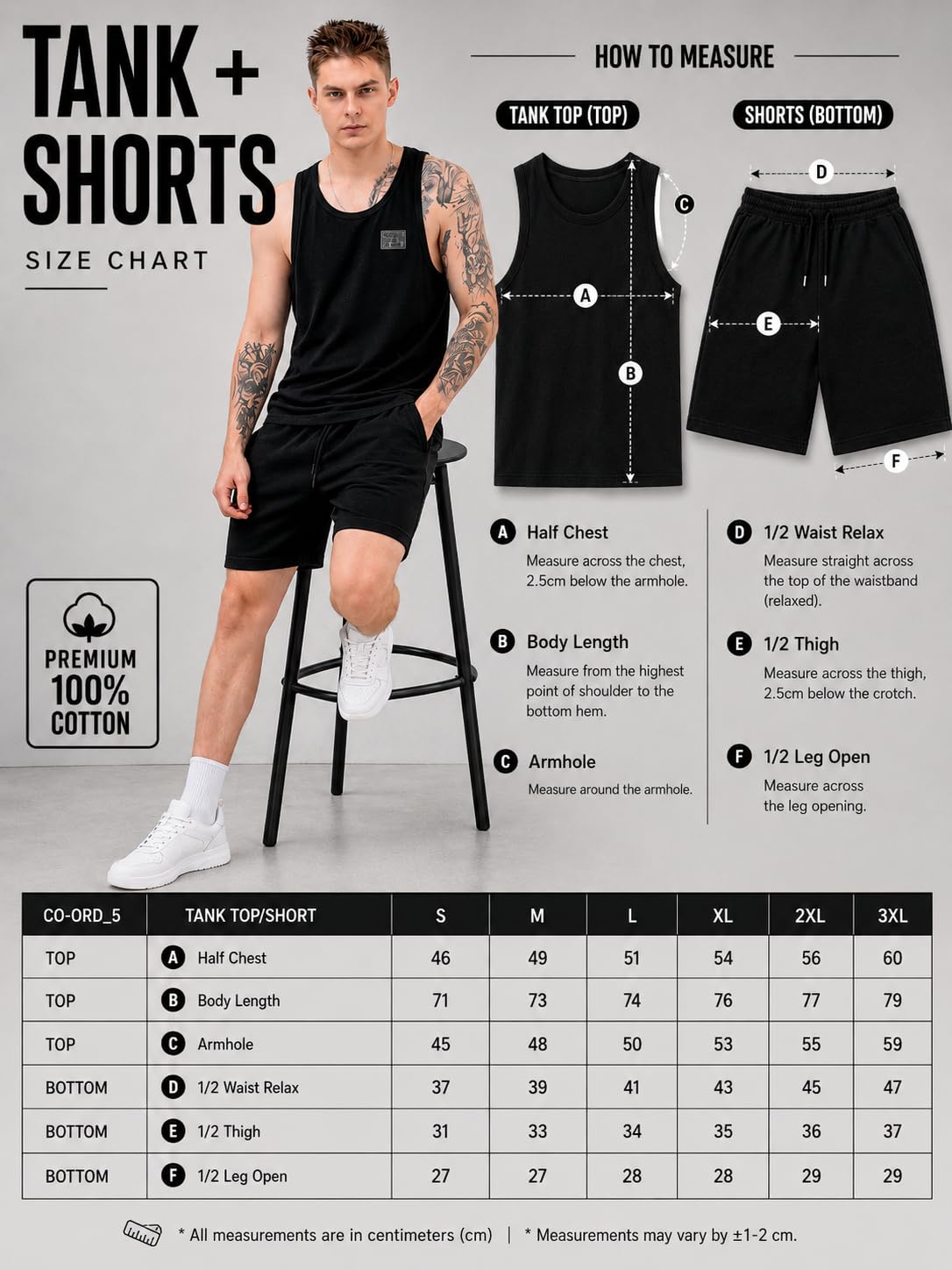 OCCUPIED CLOTHING CO. Men's Black Tank T-Shirt & Shorts Co Ord Set | Premium Cotton Fabric | Quick-Dry, Anti-Fading for Travel & Daily Casual Wear 2