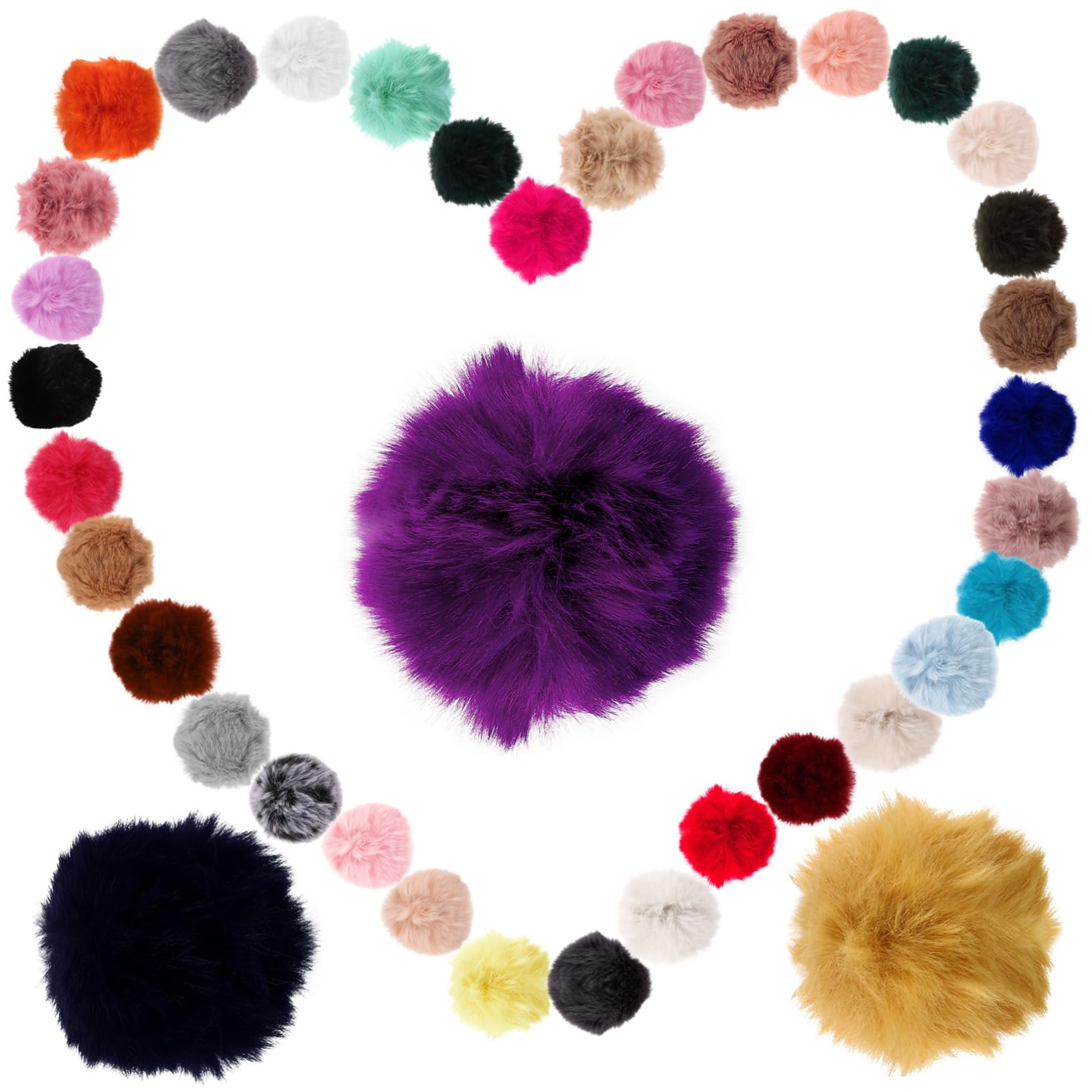 Pompon Decorativi in Pelliccia Sintetica 8cm 37 Pezzi per Accessori