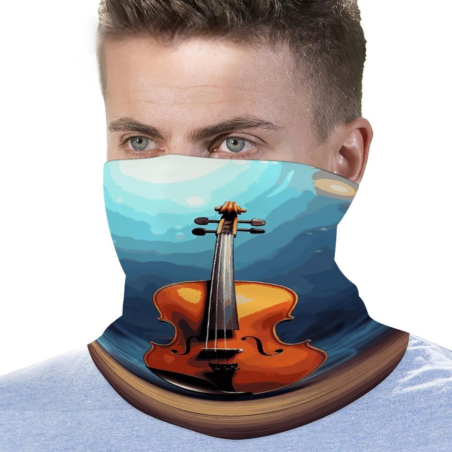 Violin Poster Neck Gaiter UV Protection Polyester Face Gaiter Breathable Quick Dry Head Wrap Multifunctional Stretchy Seamless Bandana for Outdoor Cycling Hiking Skiing Running