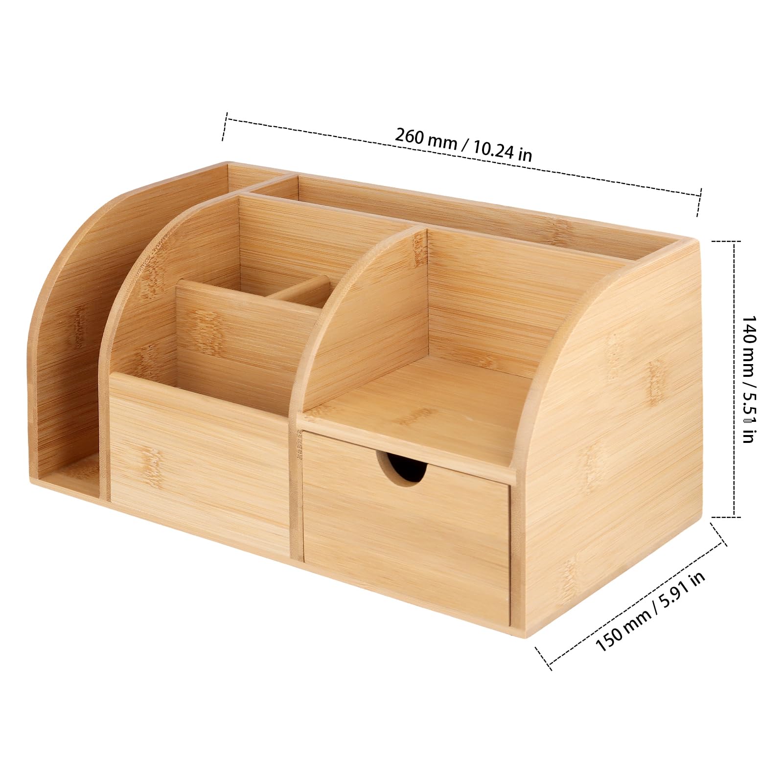 Pot à Crayon en Bois Naturel 26 x 15 x 14 cm Porte-Stylo Bureau Organisateur Rangement pour Stylos Pinceaux Maquillage Maison École