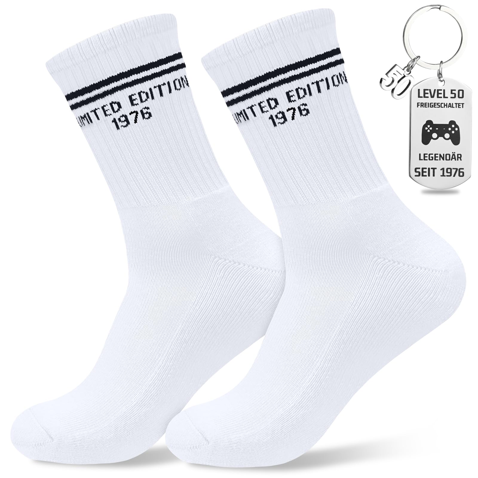 Smlper 16 18 30 40 50 Geburtstag Geschenke, Lustige Socken Geburtstagsgeschenk, Geburtstag Socken Und Schlüsselanhänger, Geschenk Baumwolle Tennissocken für Teenager Männer Frauen Frauen