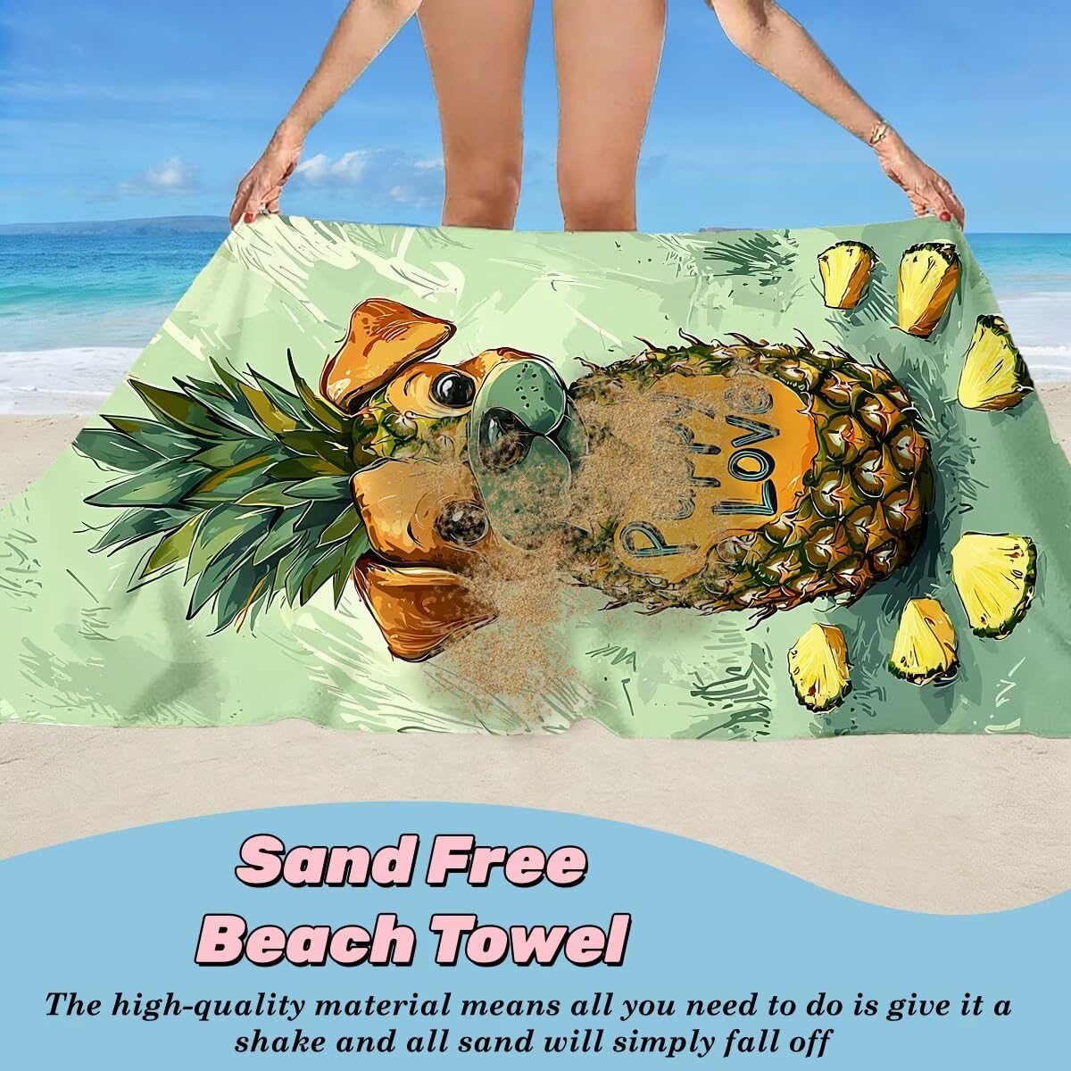 Telo Mare Grande 100x200 cm 2 Pezzi, Antisabbia Telo Mare Microfibra Cane, Asciugatura Rapida Asciugamano Microfibra, Asciugamani Palestra Donna Uomo, Teli Doccia Accessori Viaggio per Spiaggia -5048