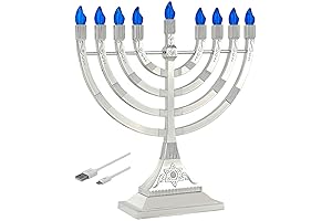 Luminous Silver Electric Menorah: A Modern Hanukkah Fixture