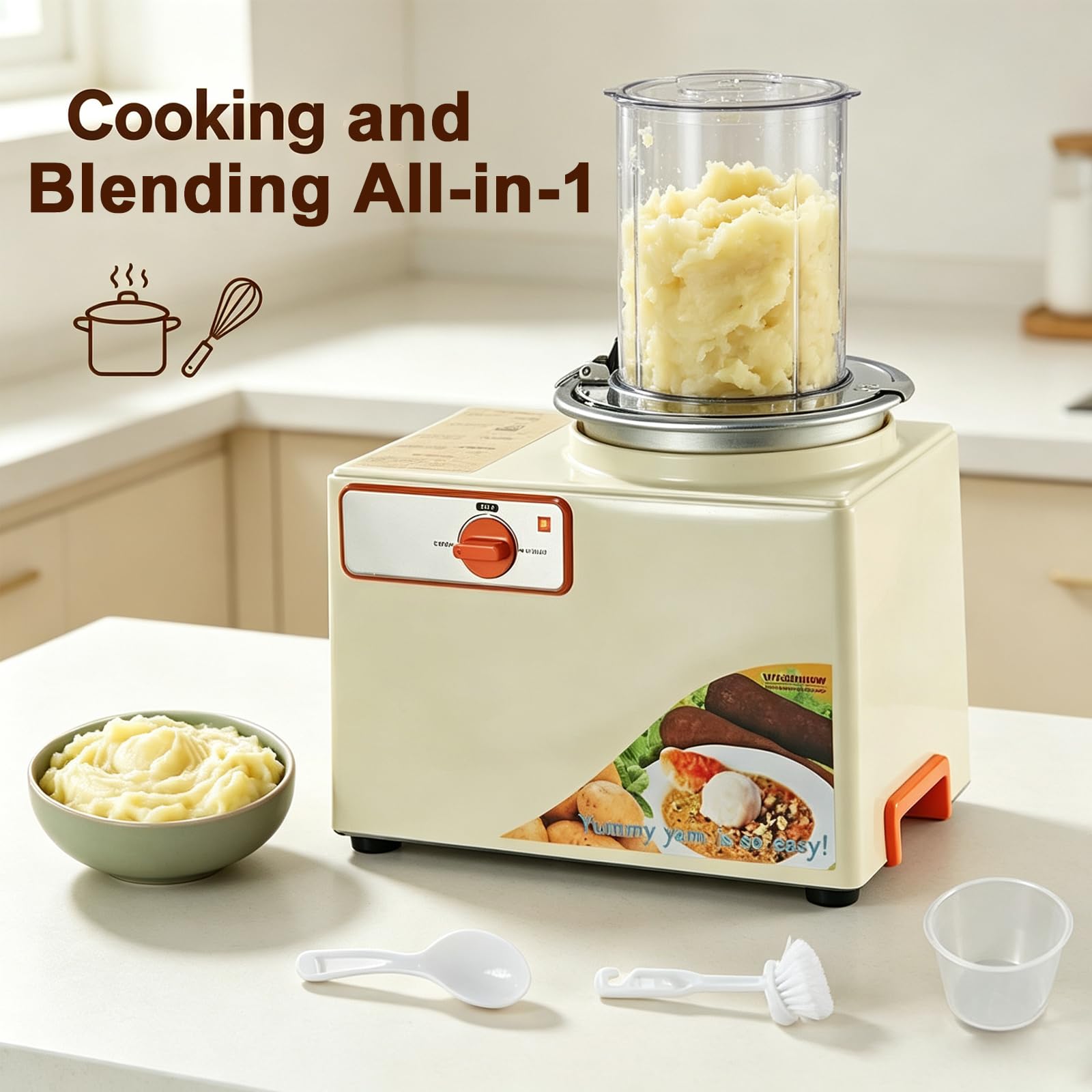 Fufu-stampfmaschine, Yam-stampfmaschine, Automatisches Heizen Und Mischen, Automatischer Alarm, Leicht Zu Reinigen, Kochen Und Rühren, Geeignet Für Gemüse Und Heilpflanzen