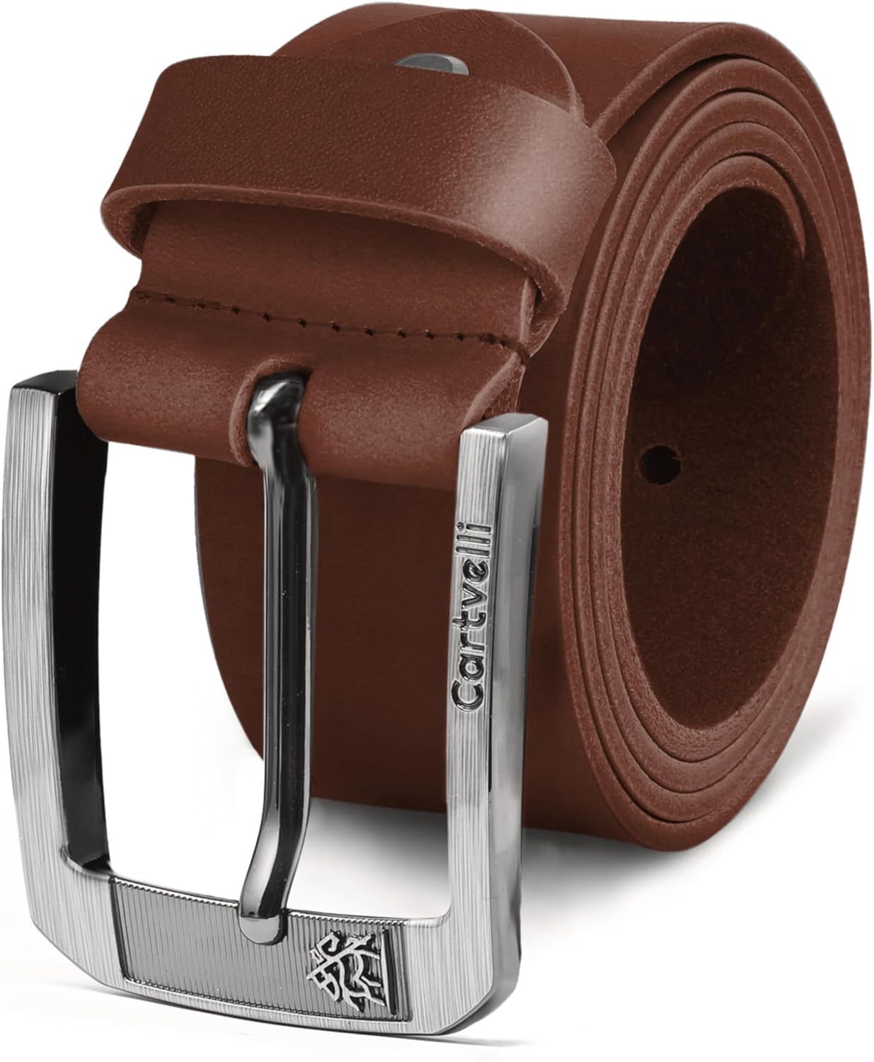 Cartvelli Premium leren riem voor heren, Made in Italy, met geschenkdoos, echt leer, herenriem, volledig leer, jeansriem, brede leren riem, 40 mm, in te korten, bruin (cognac), 90 (Gesamtlänge ca. 108