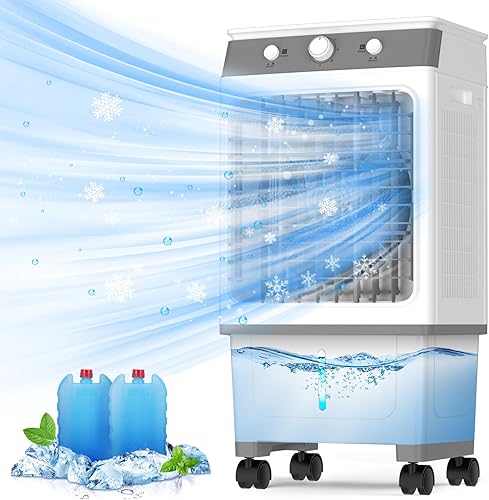 Enfriador portátil de pantano de 2800 CFM, enfriador evaporativo, enfriador evaporativo con oscilación, 3 velocidades, alarma de nivel de agua, aire