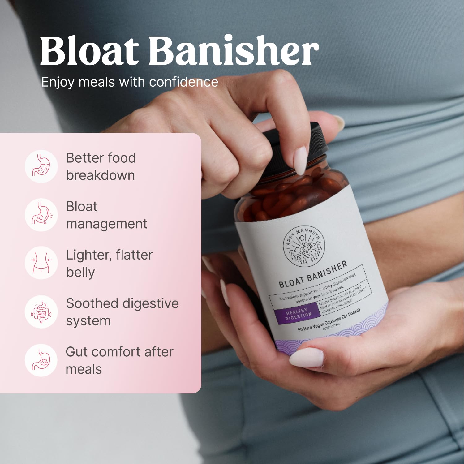 Happy Mammoth Bloat Banisher, Digestive Enzyme Supplement, 72 Capsules — Amazon image 2