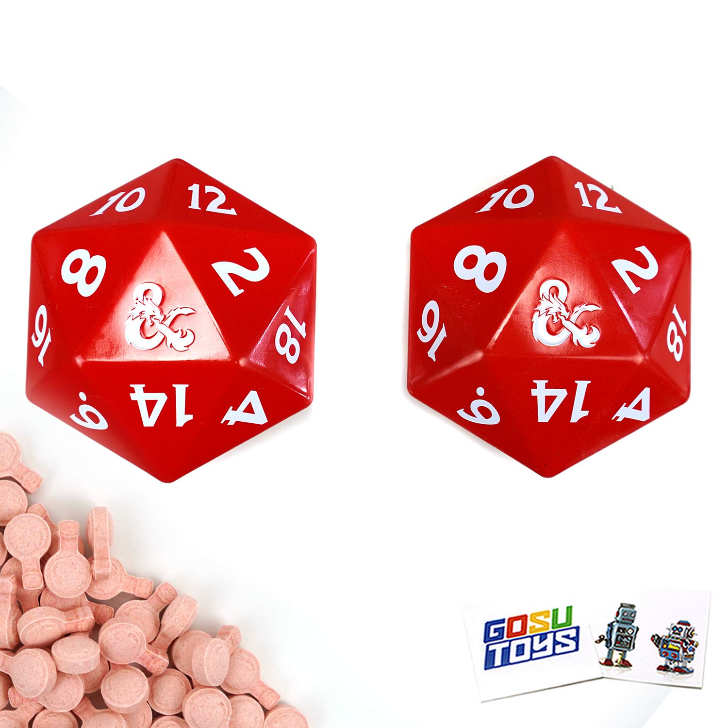 Dungeons and Dragons +1 Cherry Potion Candy (2 Pack) with 2 GosuToys Stickers