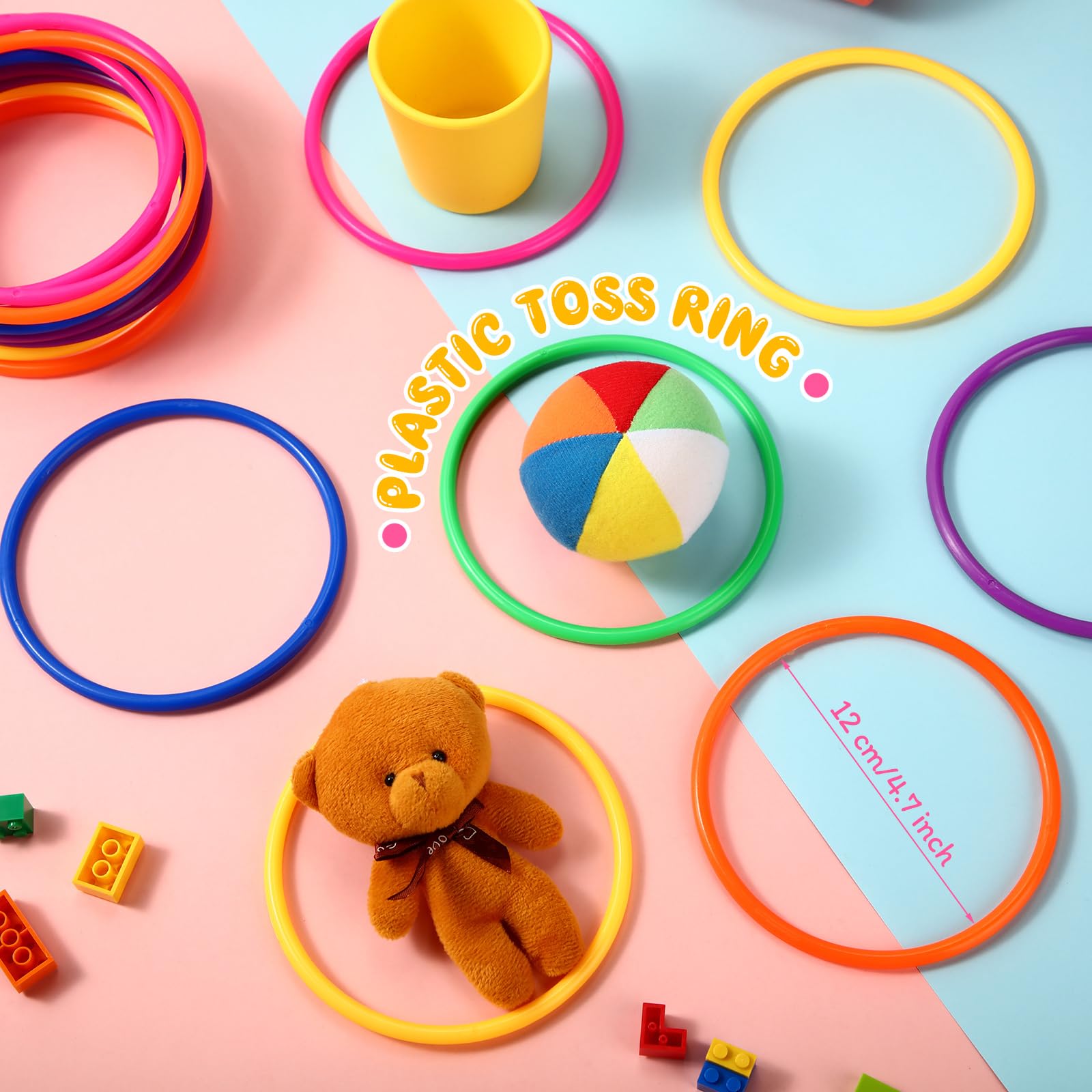 Foilswirl 48 Pcs Multicolor Plastic Rings for Ring Toss Game 4.7 Inch Carnival Outdoor Game for Kids Activity Games Speed Agility Practice Carnival Party(Vibrant Colors)